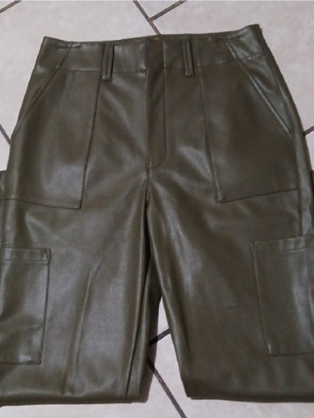 Scoop Womens Size 6 Camo Green Faux Leather Straight Leg Pants
